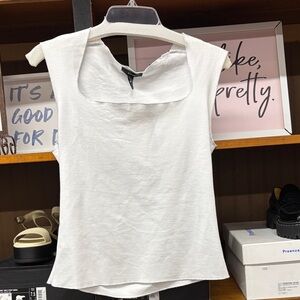 Aqua White Scoop Neck Tank Top